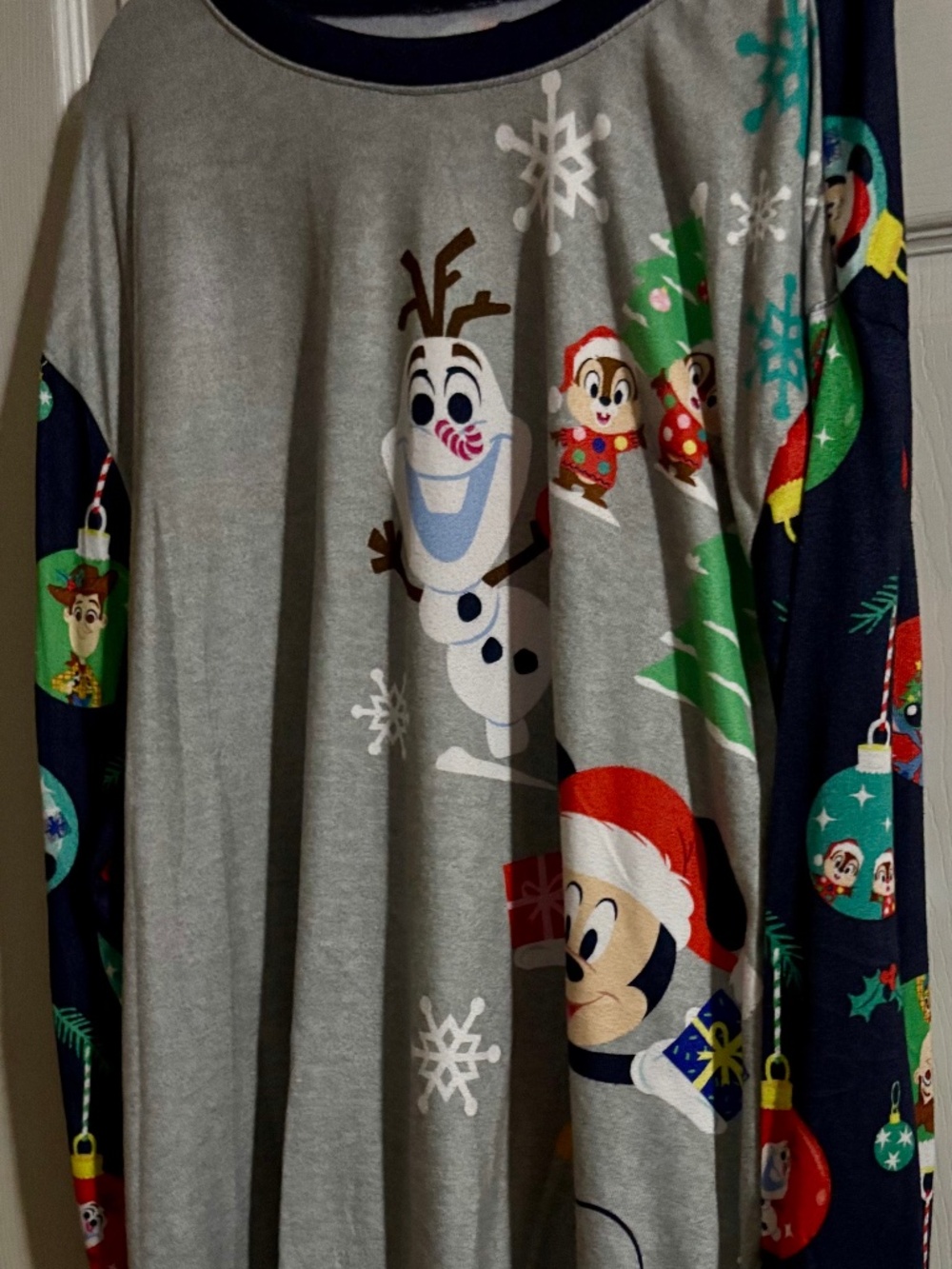 Disney Christmas Olaf Mickey Mouse Long Sleeve Pajama Top